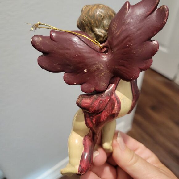 Vintage Cherub  6" Italy Putti Fontanini Style Ornament Molded Plastic Mandolin - Picture 11 of 11